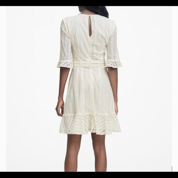 Banana Republic White Eyelet Ruffle Trim Dress Size 0  NWT - Picture 2 of 13